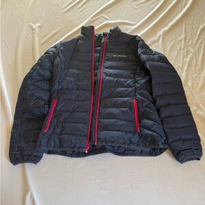 Columbia blue Puffer Jacket with pink Accents medium